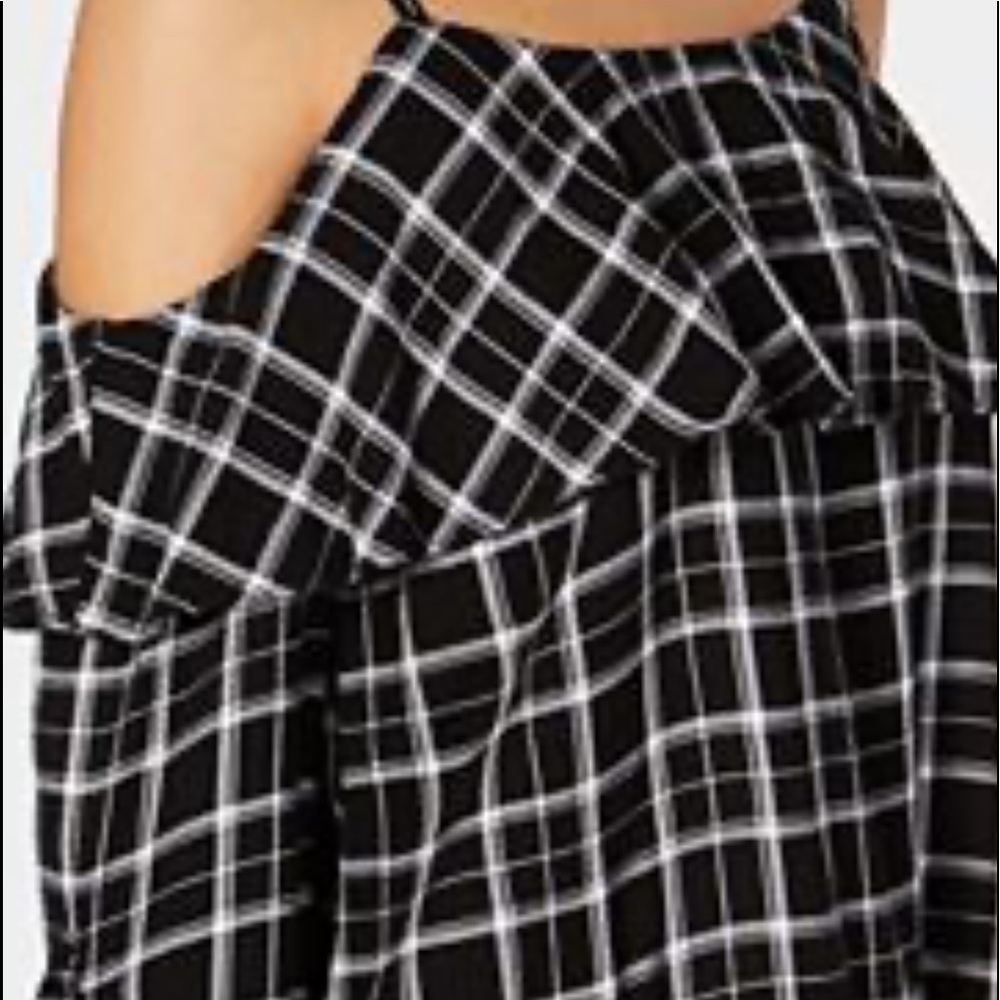 INC-  Plaid-Off the Shoulder Top M